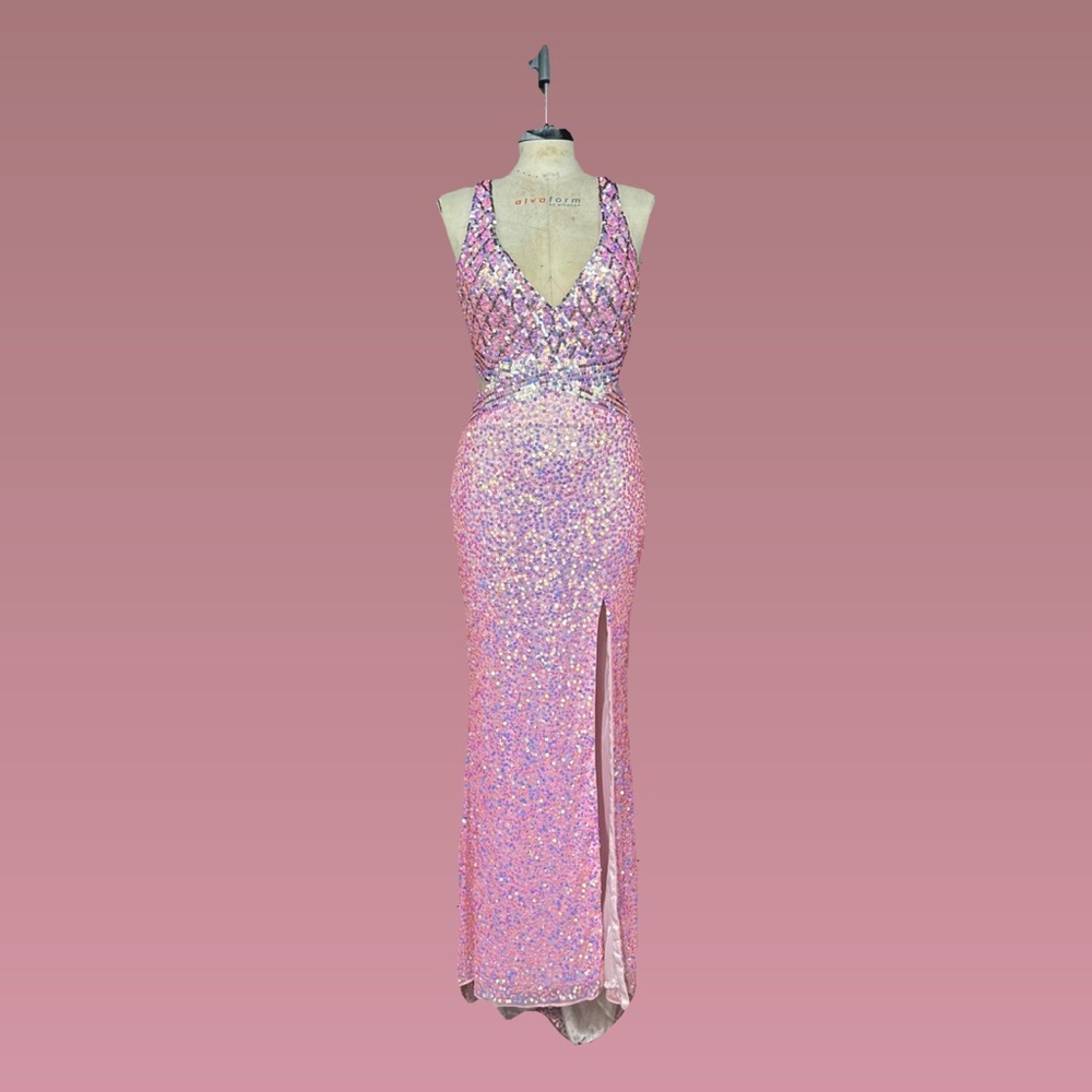Y2K Pink Sequin Prom Dress